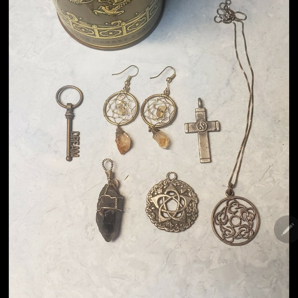 Gold and Silver Pendant Necklace Set